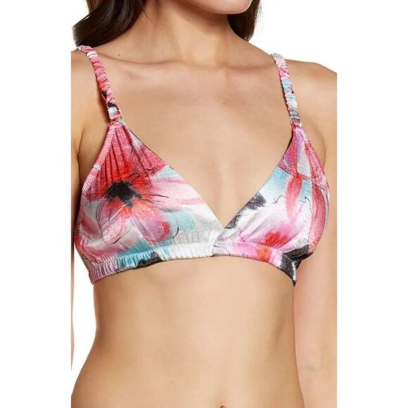 KILO BRAVA Floral Satin Jacquard Triangle Bralette Size M NWOT - Picture 2 of 7